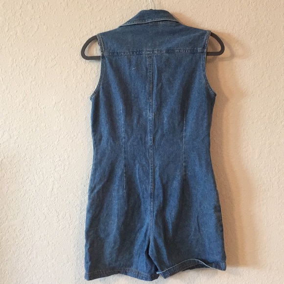 90s Vintage Highway Denim Jean Button Down Romper - Picture 11 of 16